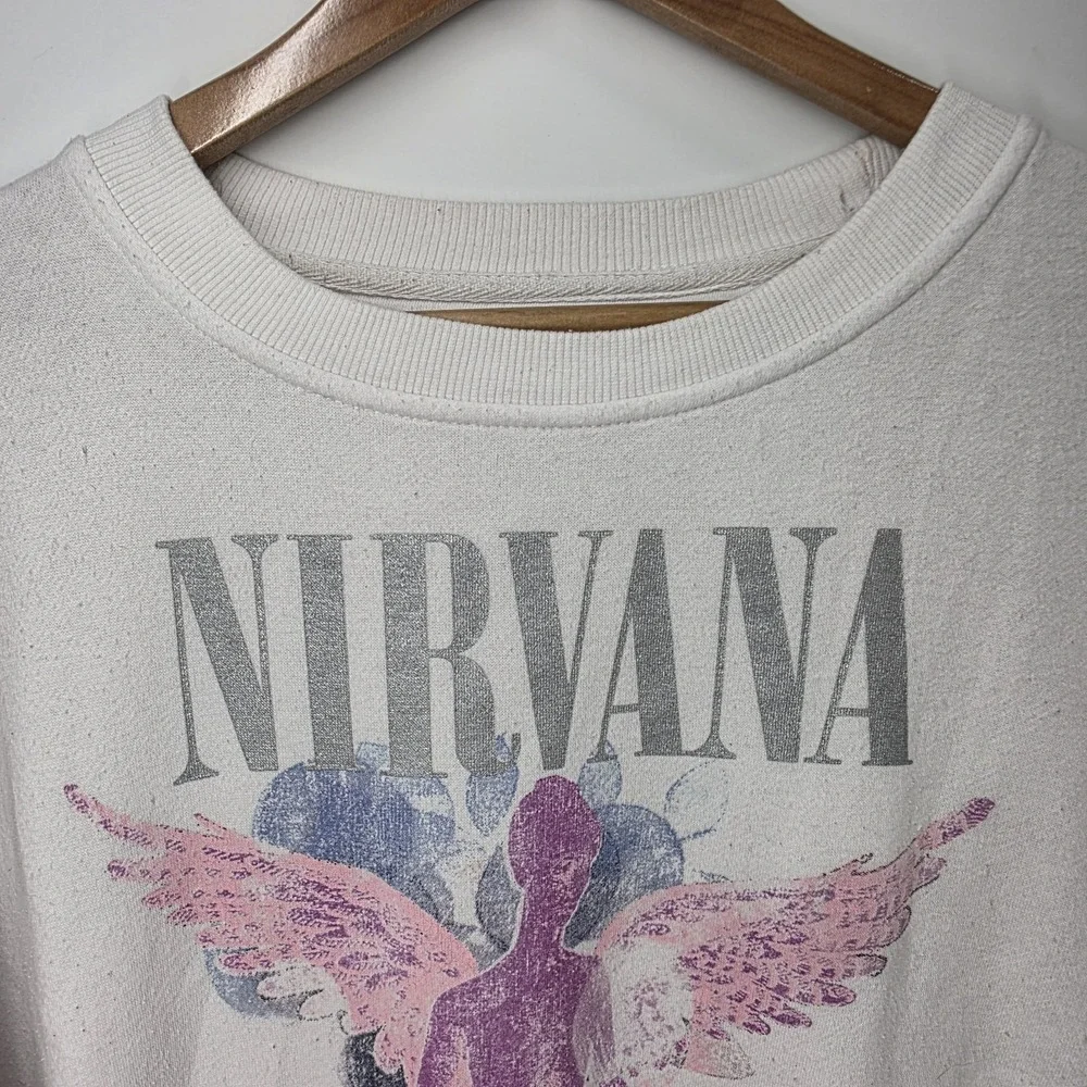 Nirvana In Utero Album Crewneck Sweatshirt Adult SIZE XL White Pink Grunge